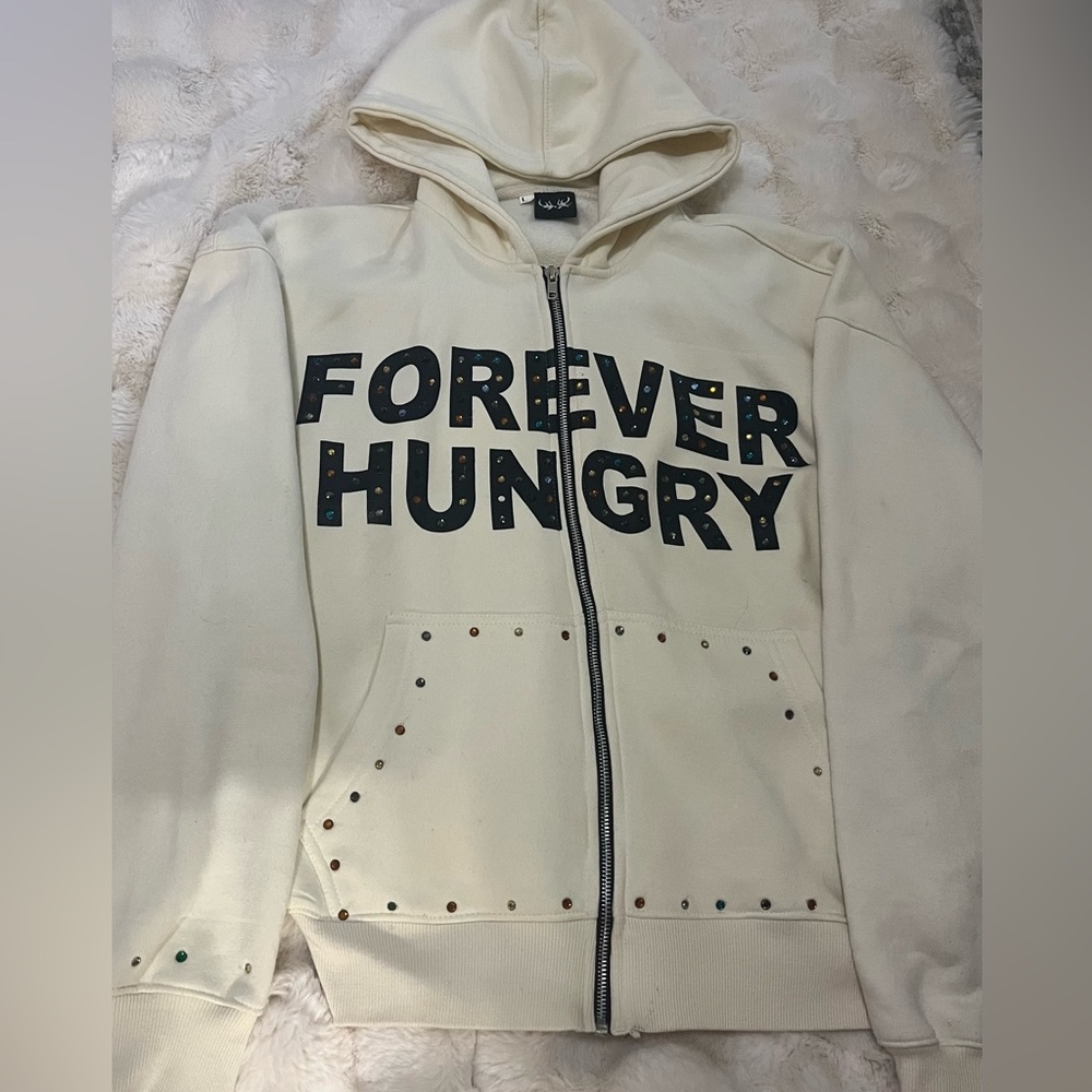 Cream Hoodie with Flame Logo